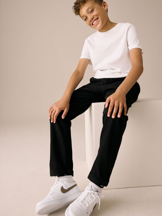 Black Regular Fit Rib Waist Pull-On Trousers (3-16yrs)