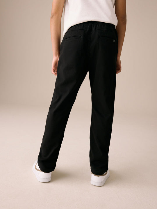 Black Regular Fit Rib Waist Pull-On Trousers (3-16yrs)