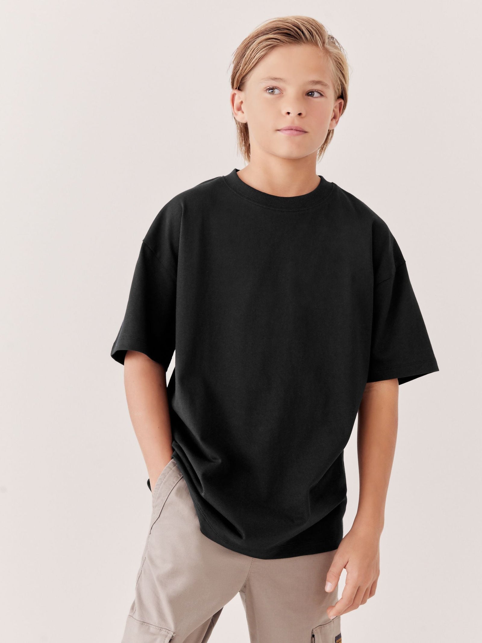 Black Relaxed Fit Short Sleeve T-Shirt (3-16yrs)