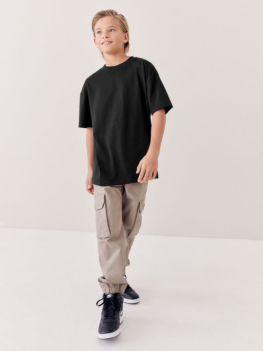 Black Relaxed Fit Short Sleeve T-Shirt (3-16yrs)