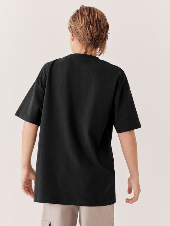 Black Relaxed Fit Short Sleeve T-Shirt (3-16yrs)