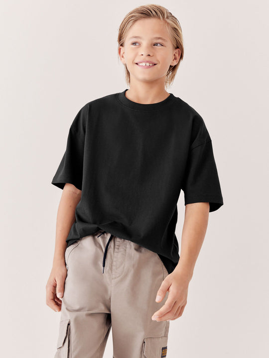 Black Relaxed Fit Short Sleeve T-Shirt (3-16yrs)