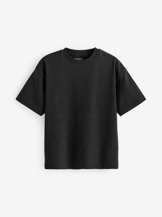 Black Relaxed Fit Short Sleeve T-Shirt (3-16yrs)