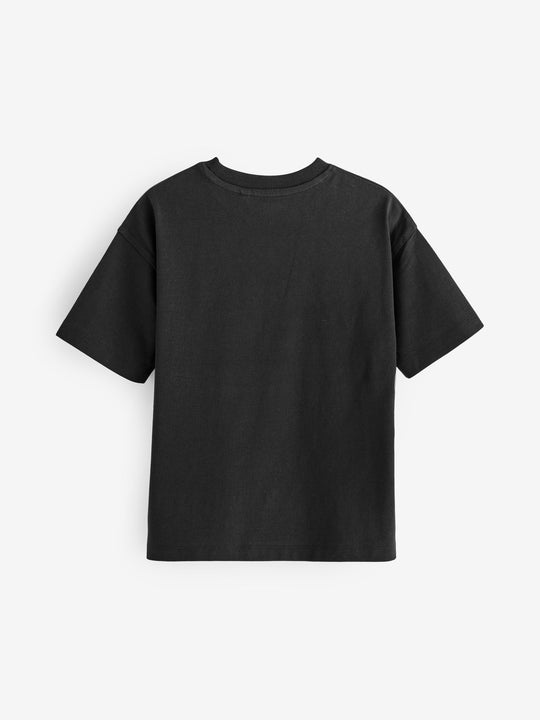 Black Relaxed Fit Short Sleeve T-Shirt (3-16yrs)