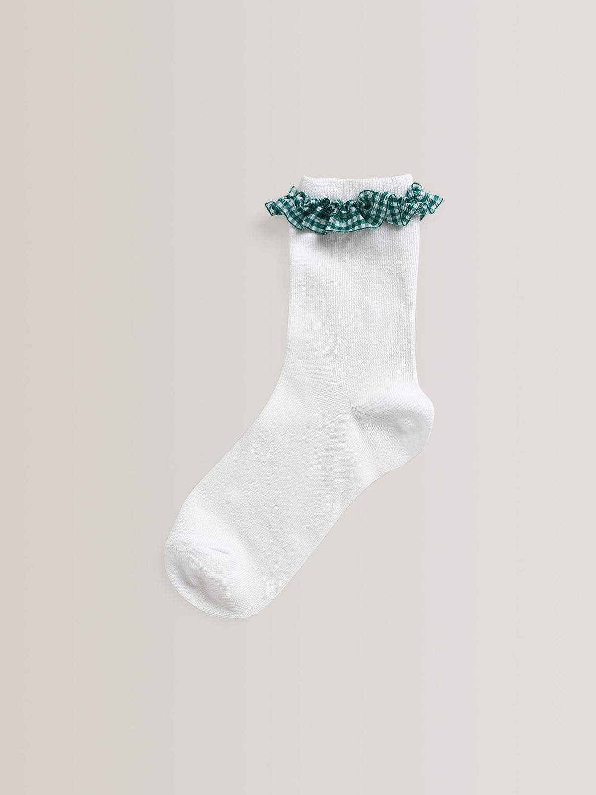Green 5 Pack Cotton Rich Gingham Ankle School Socks