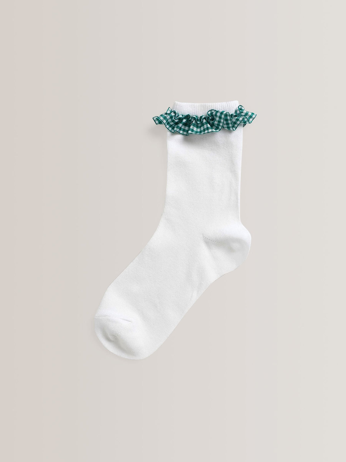 Green 5 Pack Cotton Rich Gingham Ankle School Socks
