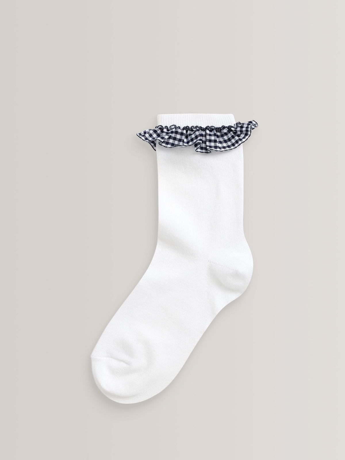 Navy 5 Pack Cotton Rich Gingham Ankle School Socks