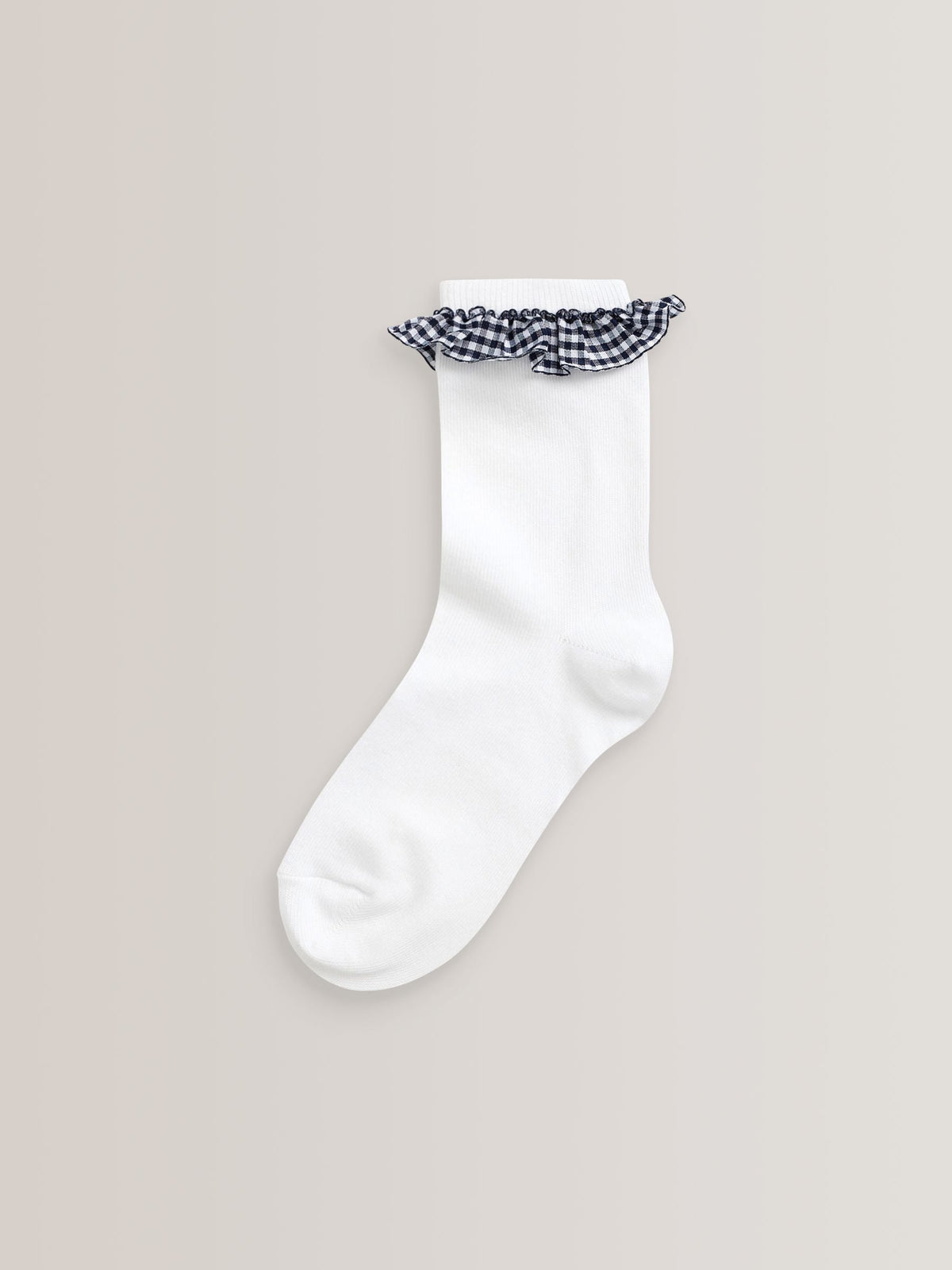 Navy 5 Pack Cotton Rich Gingham Ankle School Socks