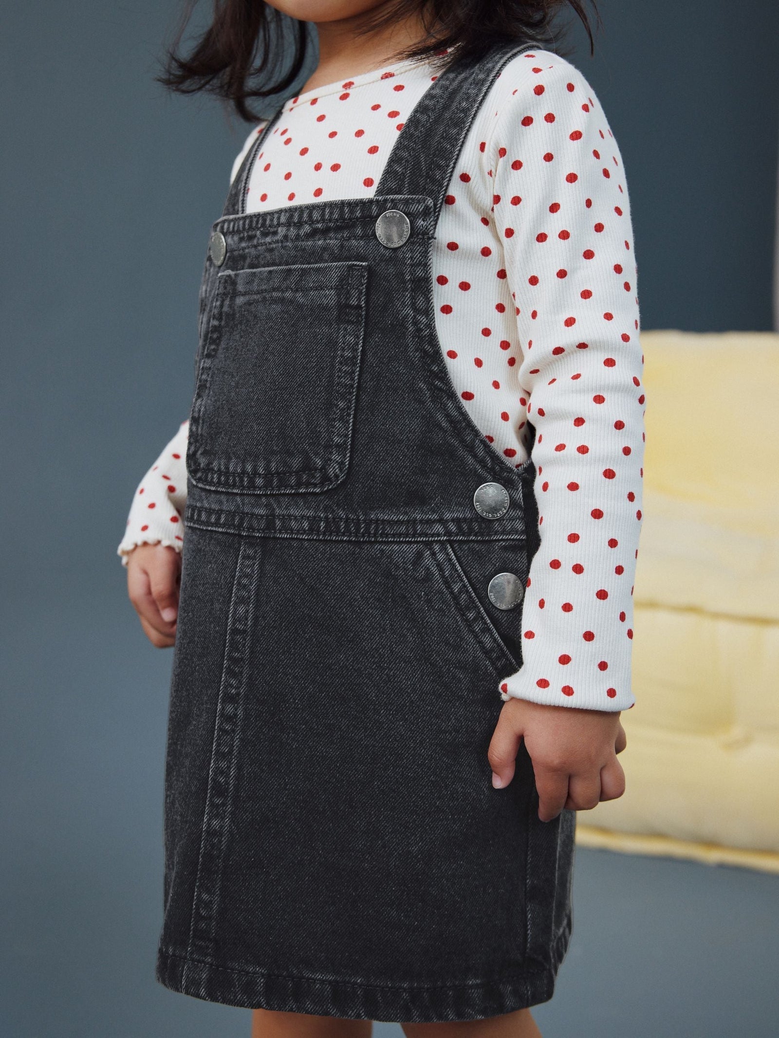Black Denim Pinafore Dress (3mths-8yrs)