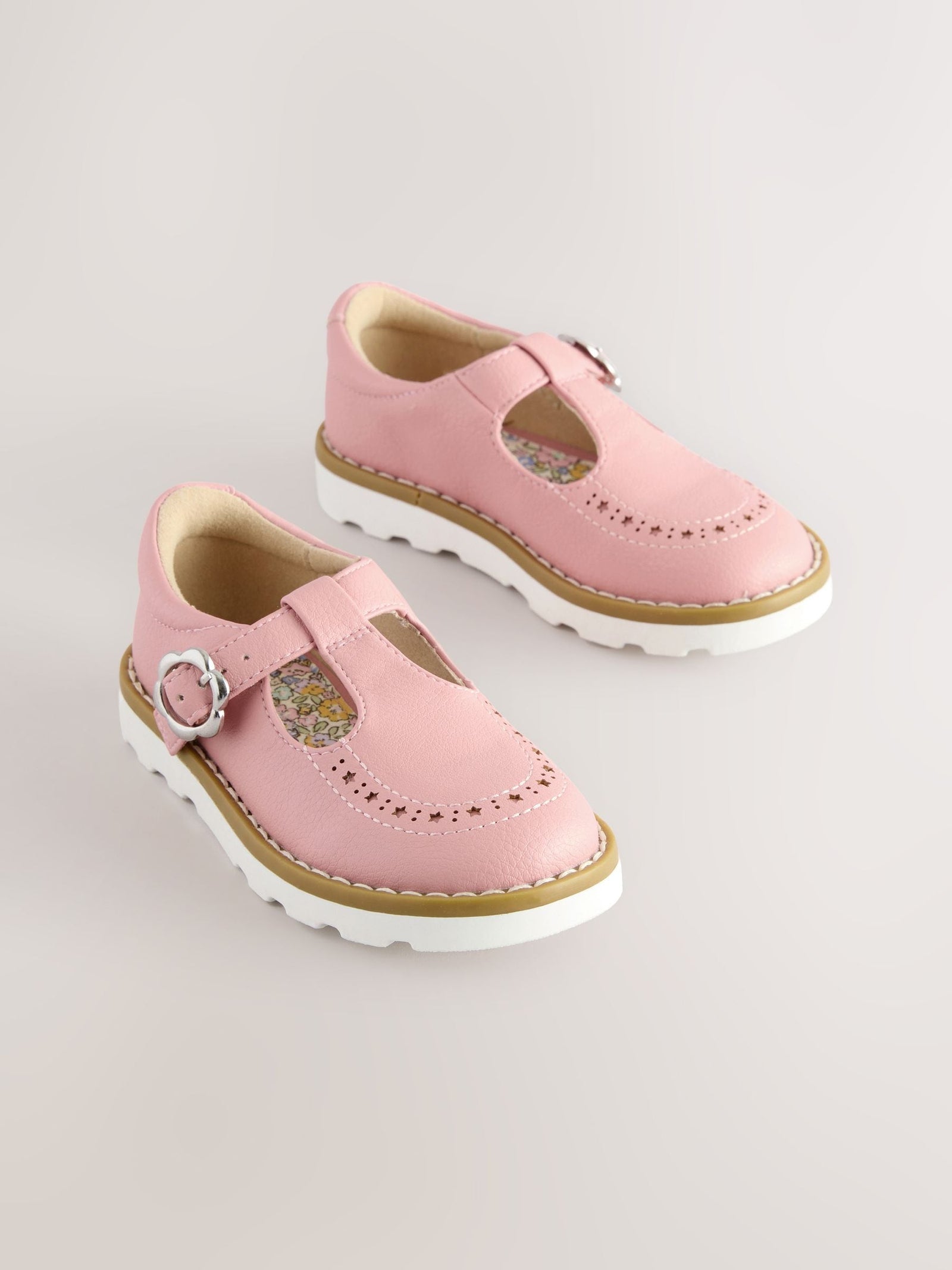 Pink Wide Fit (G) T-Bar Shoes
