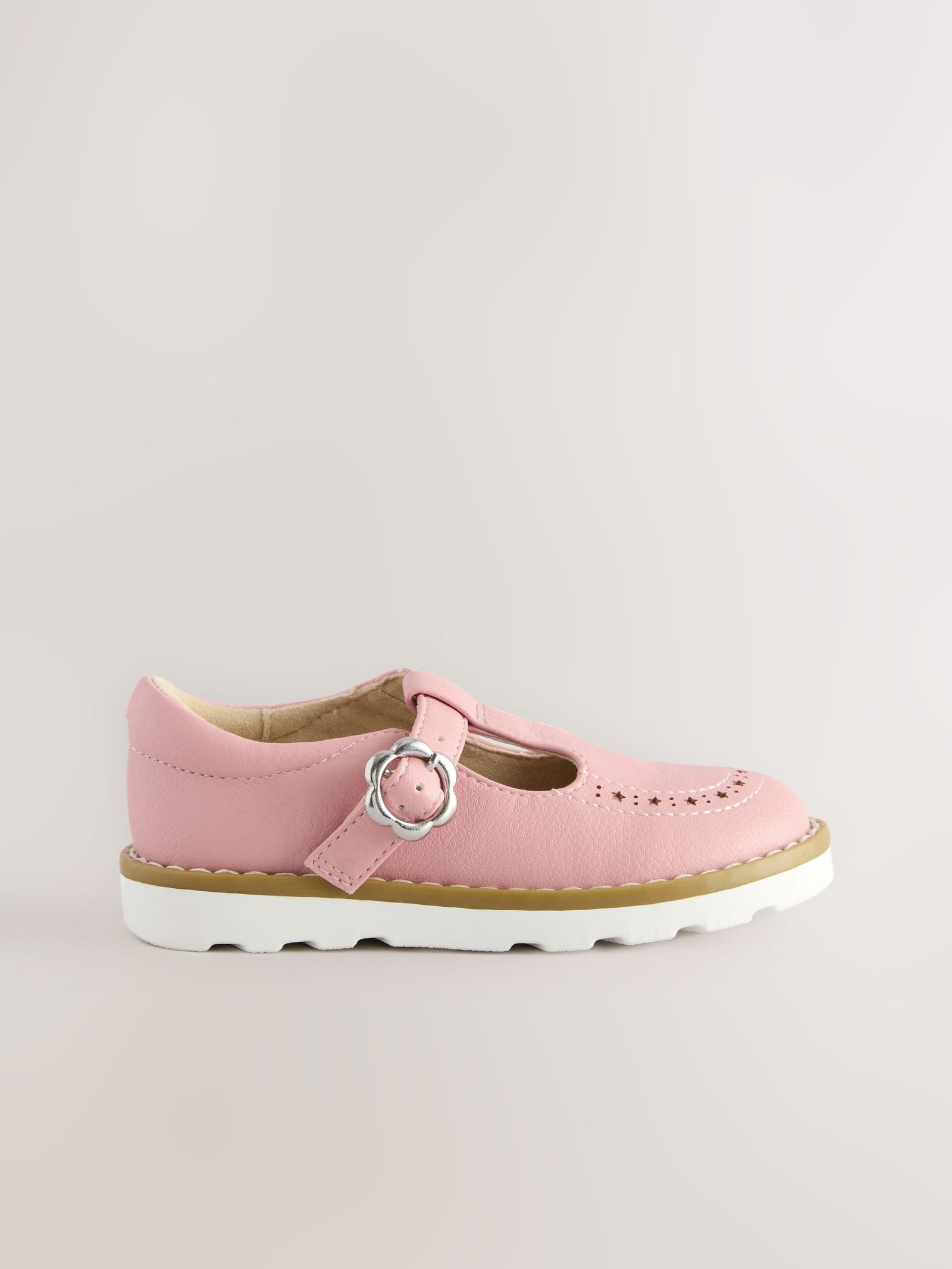Pink Wide Fit (G) T-Bar Shoes