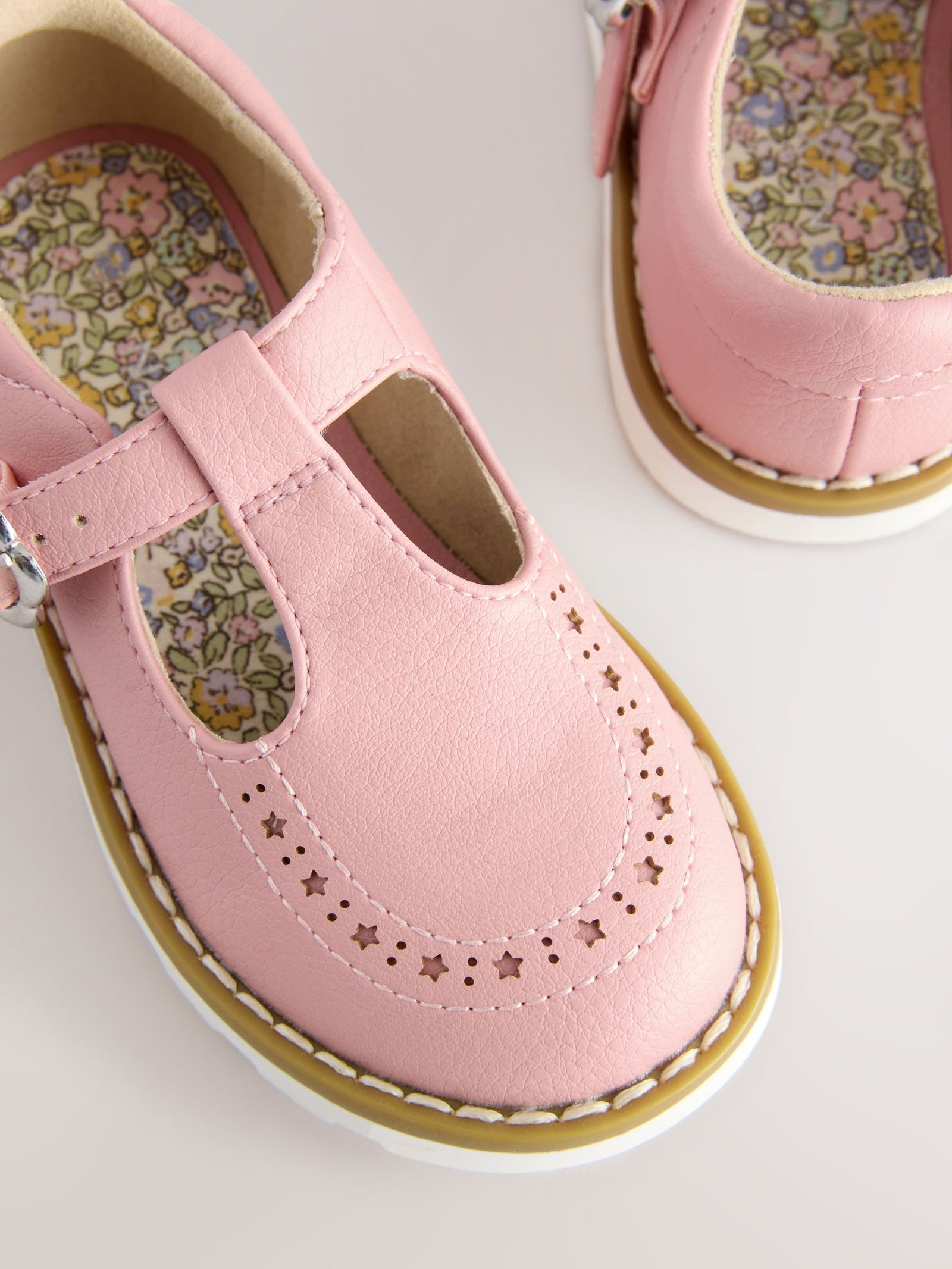Pink Wide Fit (G) T-Bar Shoes