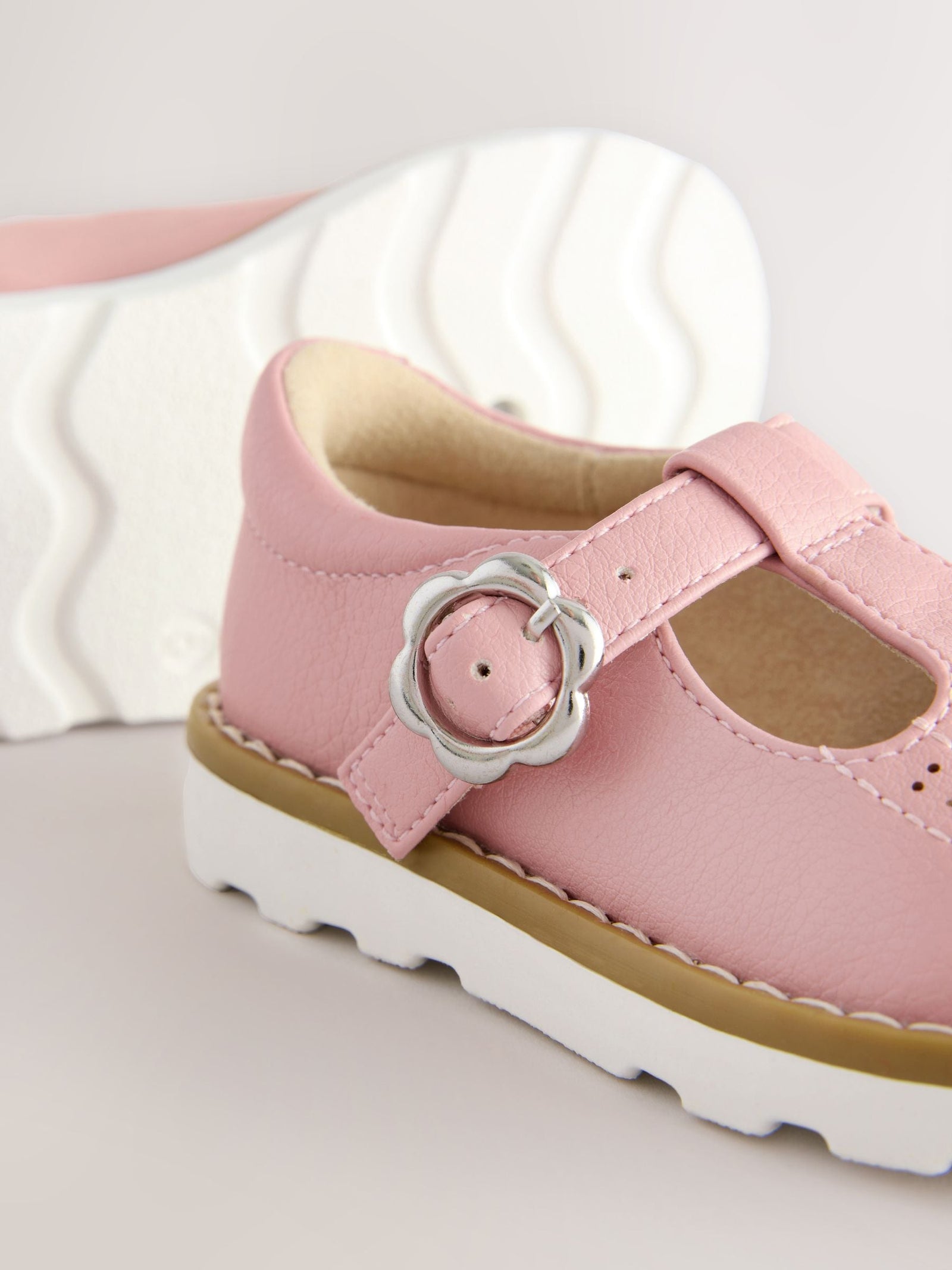 Pink Wide Fit (G) T-Bar Shoes
