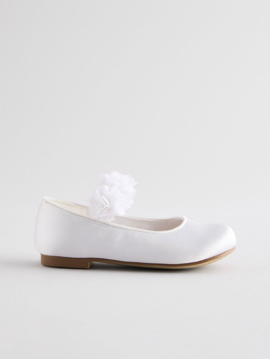 White Standard Fit Satin Flower Girl Occasion Corsage Mary Jane Shoes