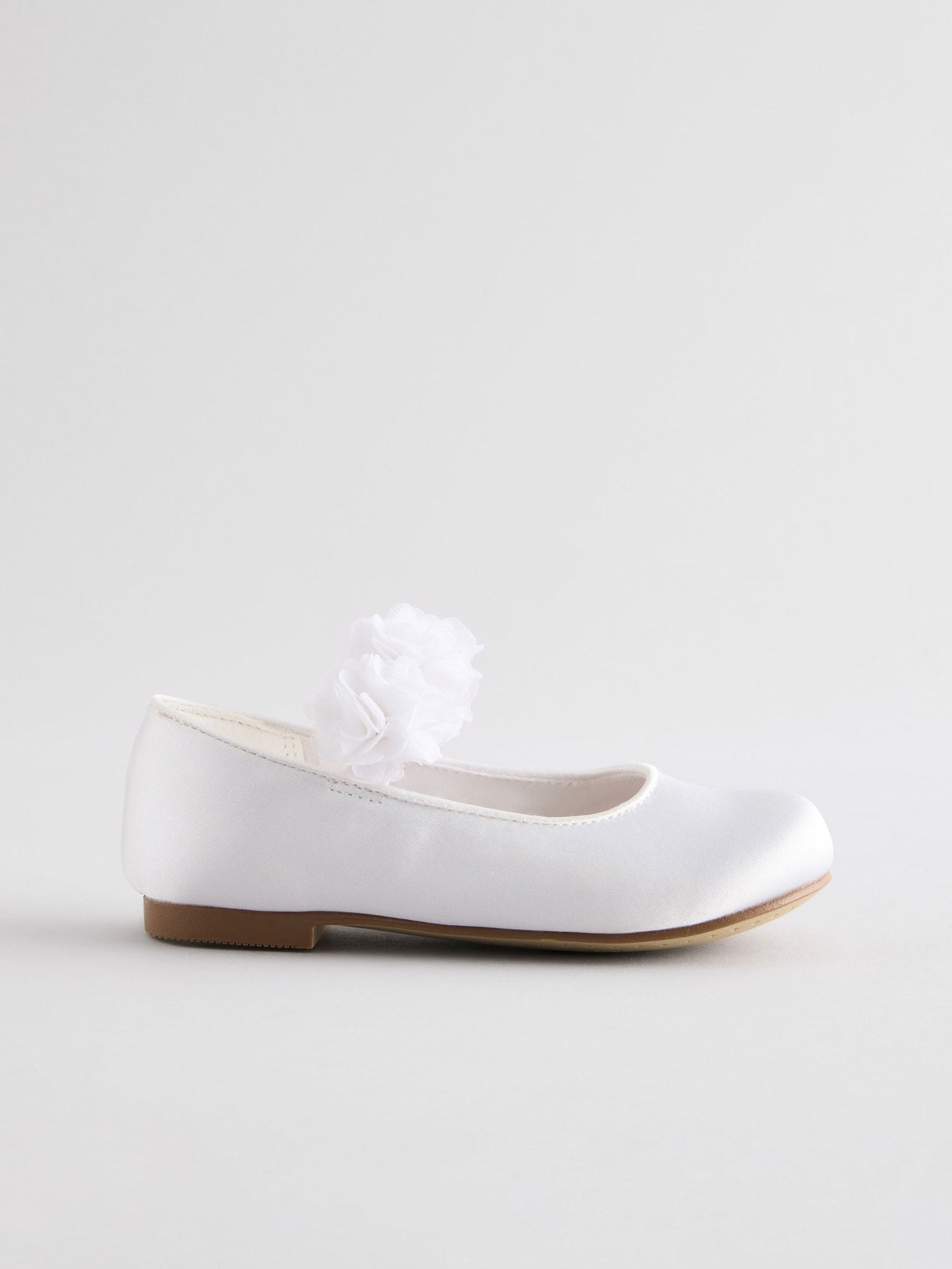 White Standard Fit Satin Flower Girl Occasion Corsage Mary Jane Shoes