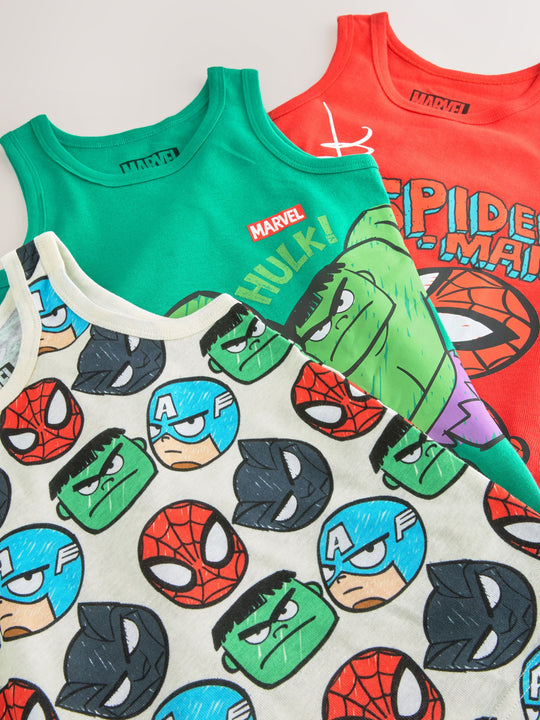 Multi Marvel 100% Cotton Vests 3 Pack (1.5-12yrs)