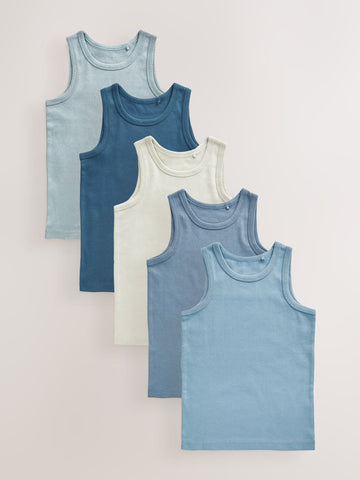 Tonal Blue Vests 5 Pack (1.5-16yrs)