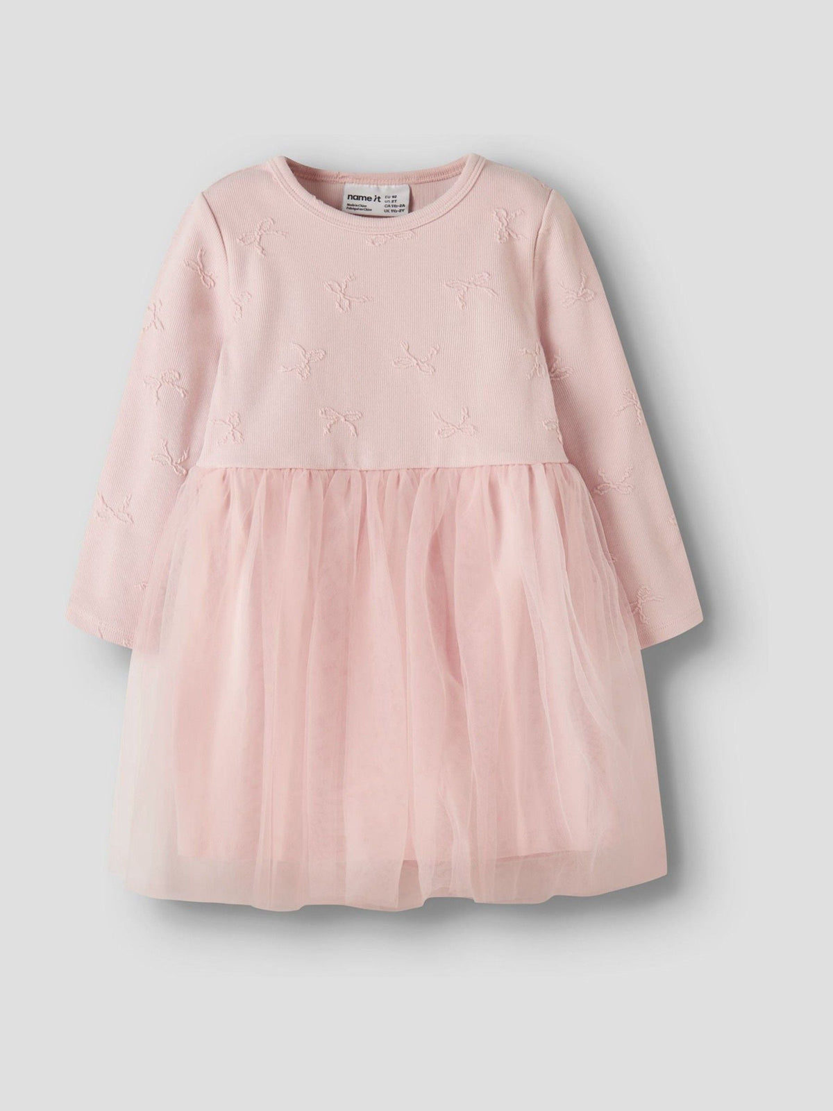 Name It Pink Bow Emroidered Tulle Ballerina Dress