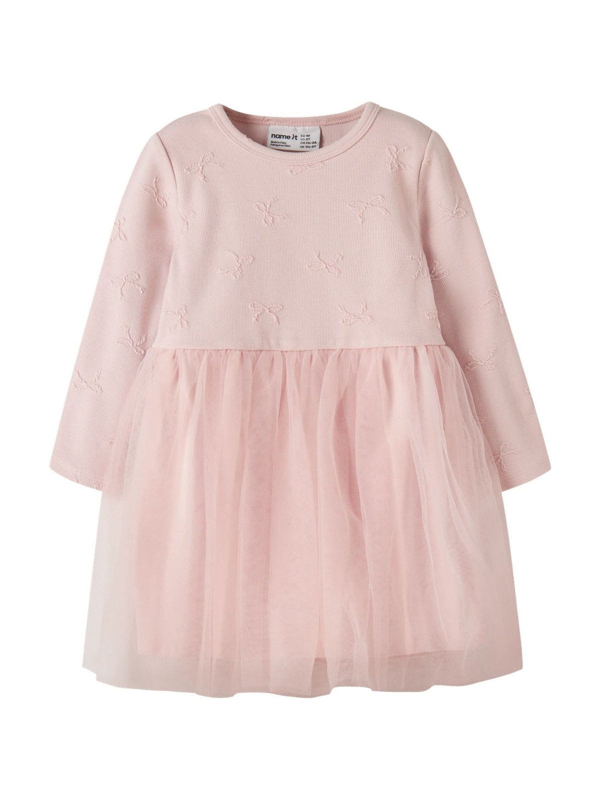 Name It Pink Bow Emroidered Tulle Ballerina Dress