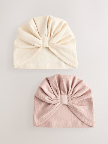 Neutral 2 Pack Baby Turbans (0-18mths)