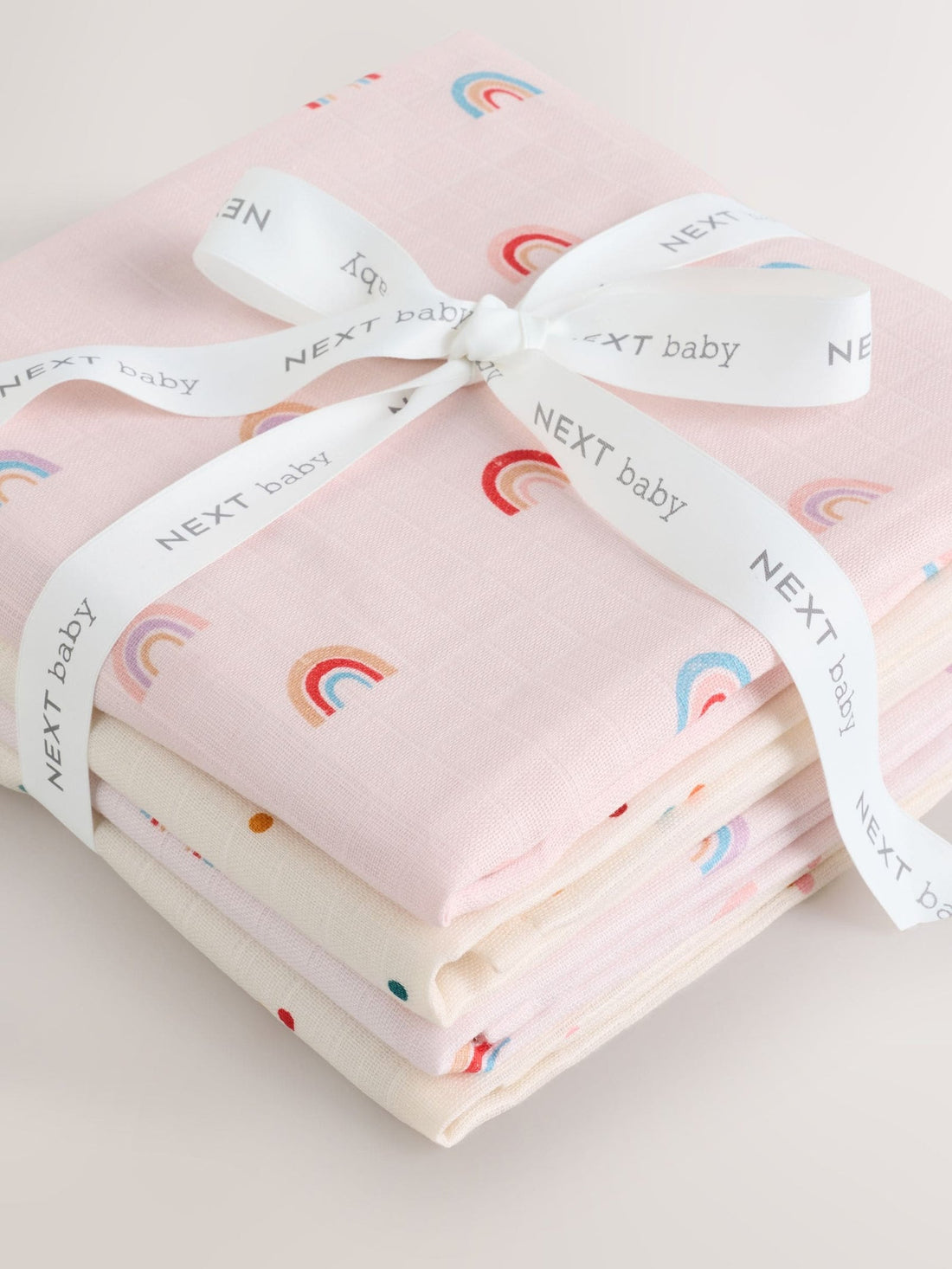 Pink Rainbow Baby Muslin Cloths 4 Pack