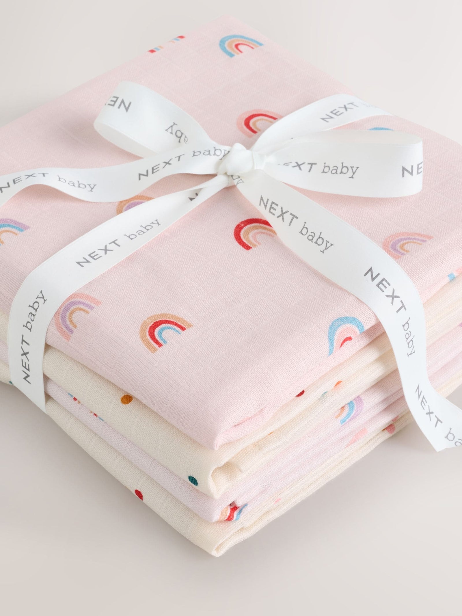 Pink Rainbow Baby Muslin Cloths 4 Pack