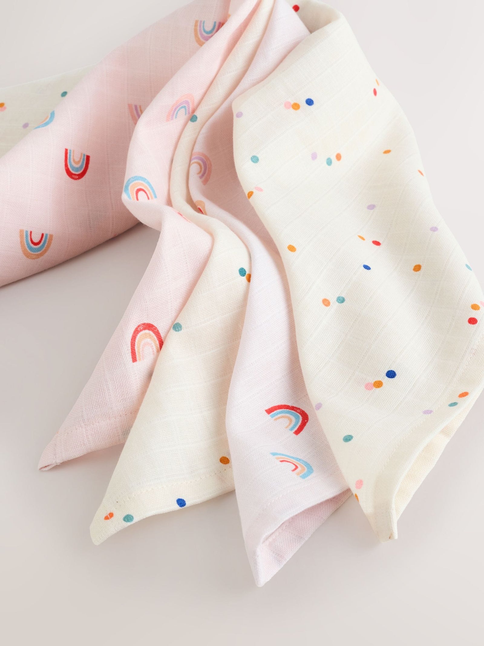 Pink Rainbow Baby Muslin Cloths 4 Pack
