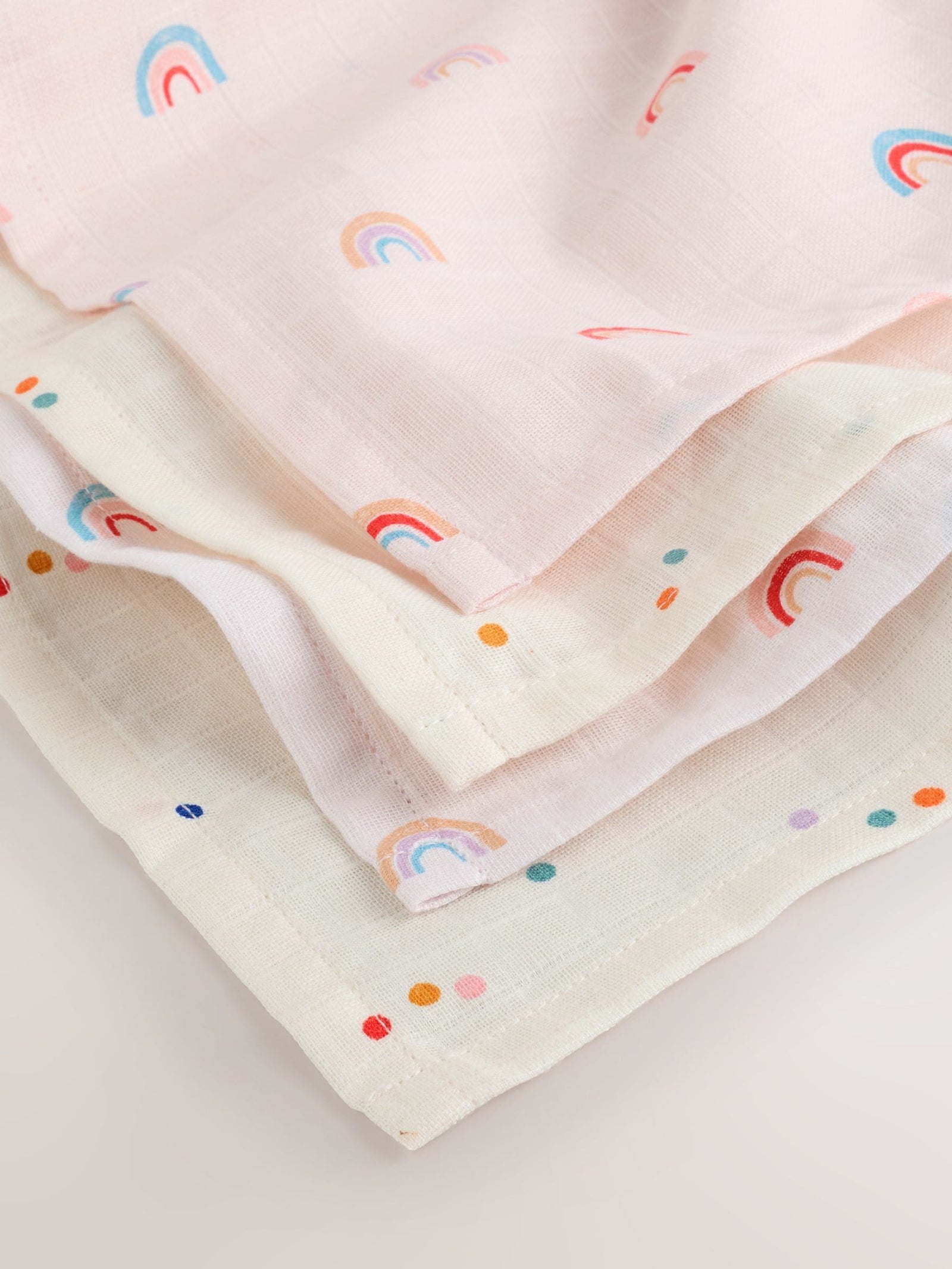 Pink Rainbow Baby Muslin Cloths 4 Pack