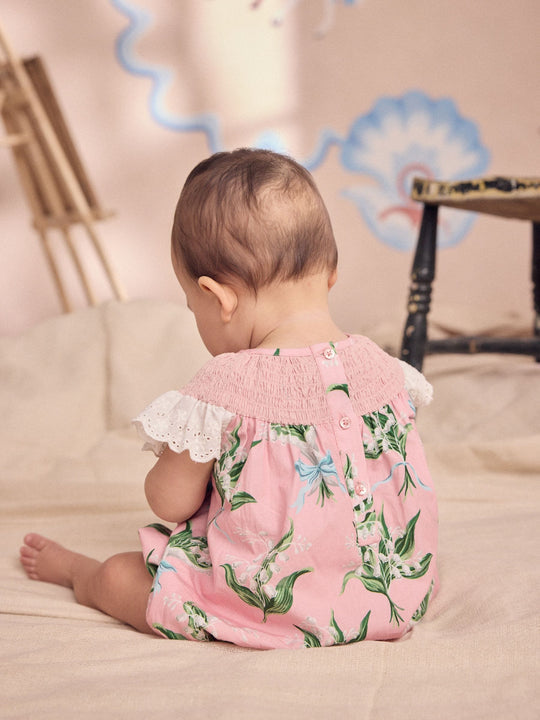 Pink Floral Cath Kidston Cotton Printed Baby Broderie Romper