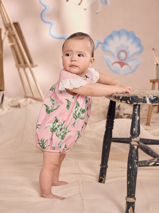 Pink Floral Cath Kidston Cotton Printed Baby Broderie Romper