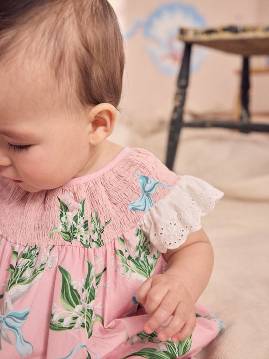 Pink Floral Cath Kidston Cotton Printed Baby Broderie Romper