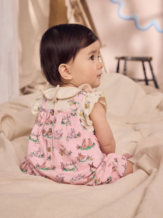 Cath Kidston Pink Floral Printed Baby Jersey Romper