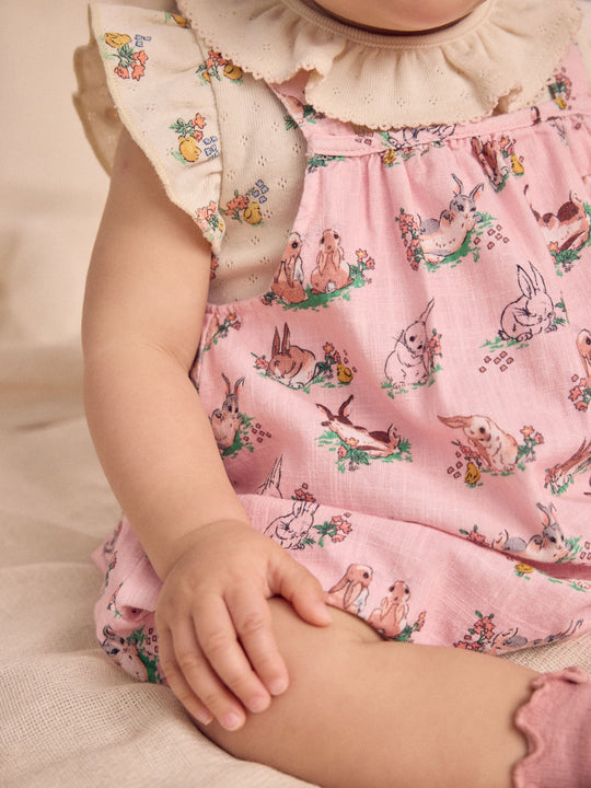 Cath Kidston Pink Floral Printed Baby Jersey Romper