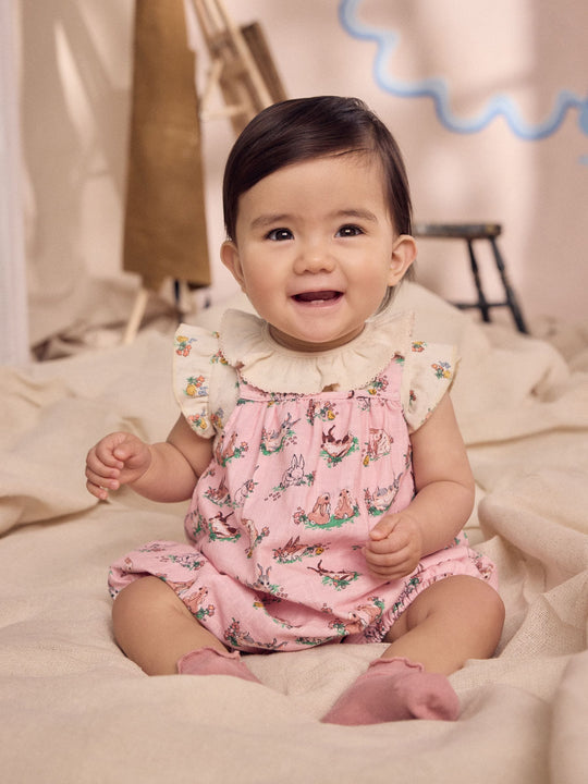 Cath Kidston Pink Floral Printed Baby Jersey Romper
