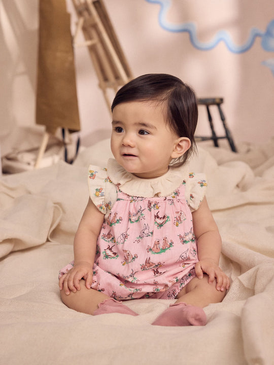 Cath Kidston Pink Floral Printed Baby Jersey Romper