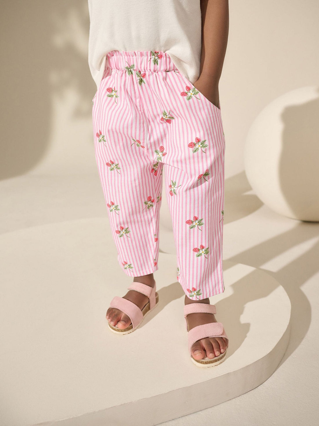 Pink Strawberry Print Pull On Trousers (3mths-7yrs)