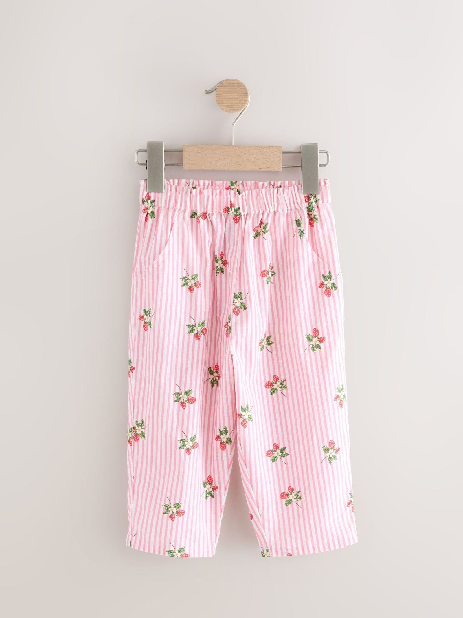 Pink Strawberry Print Pull On Trousers (3mths-7yrs)