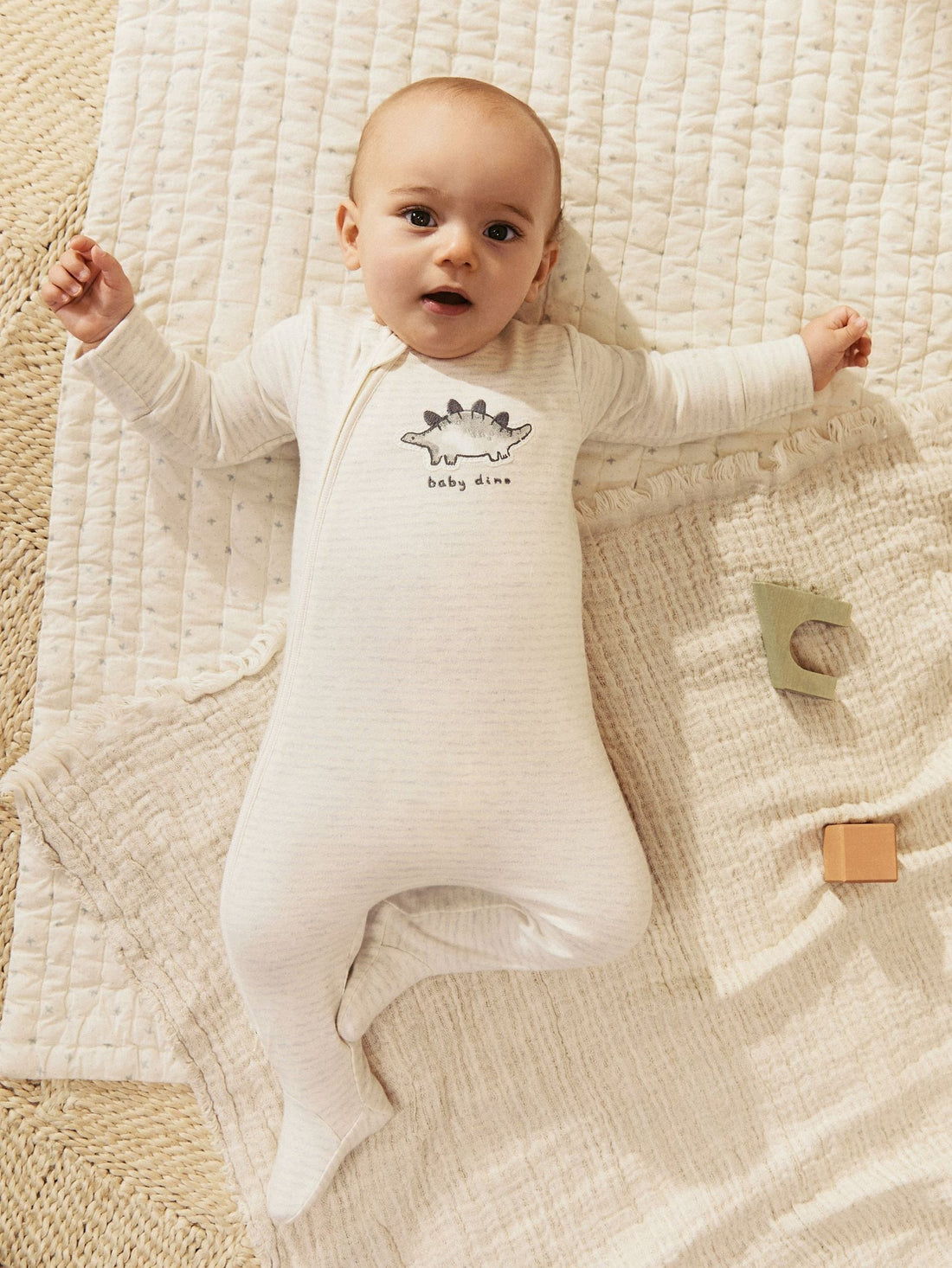 Grey 100% Cotton Two Way Zip Baby Sleepsuits 3 Pack (0-2yrs)