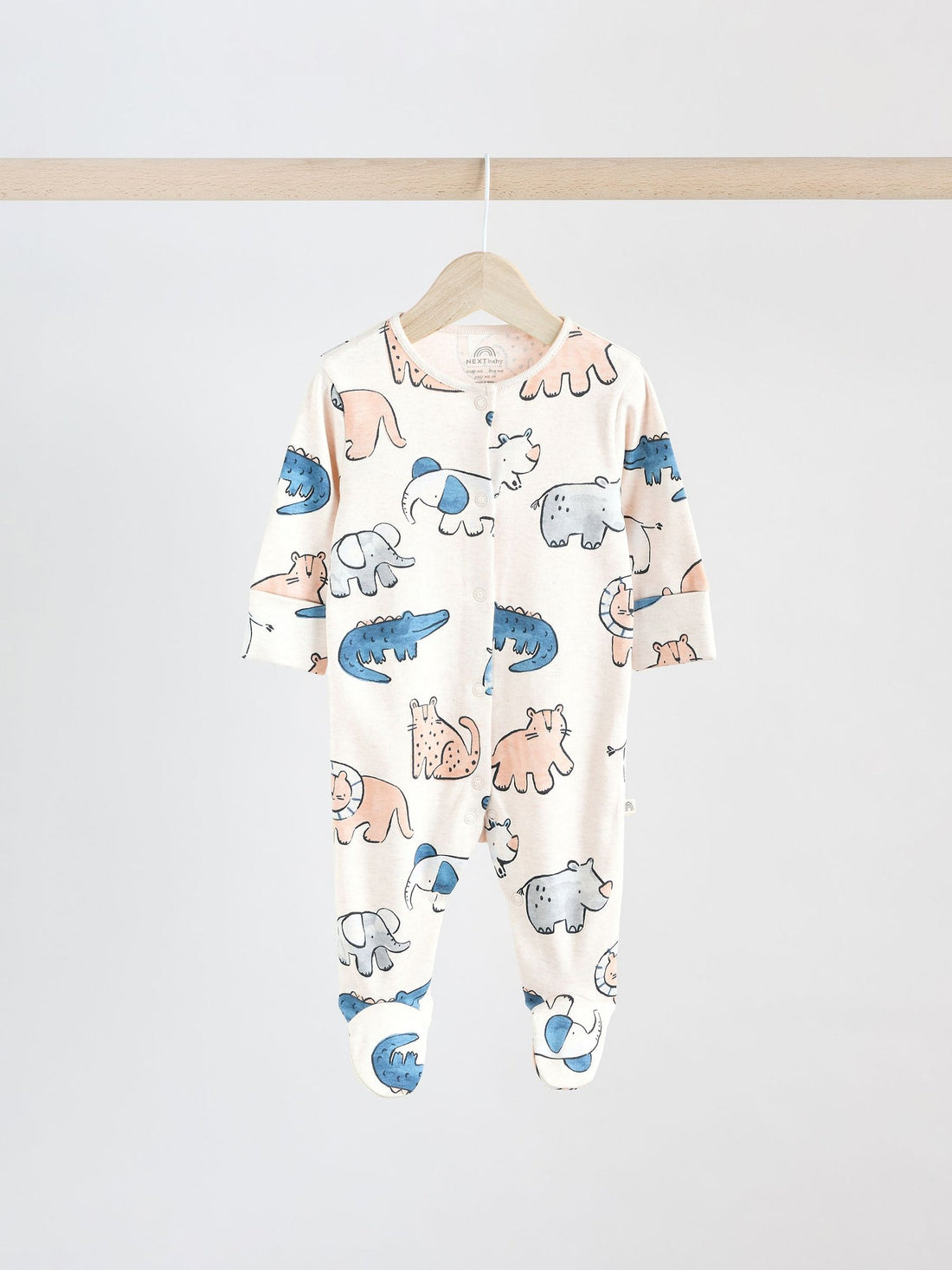 Brown/Blue Baby Sleepsuits 3 Pack (0mths-3yrs)