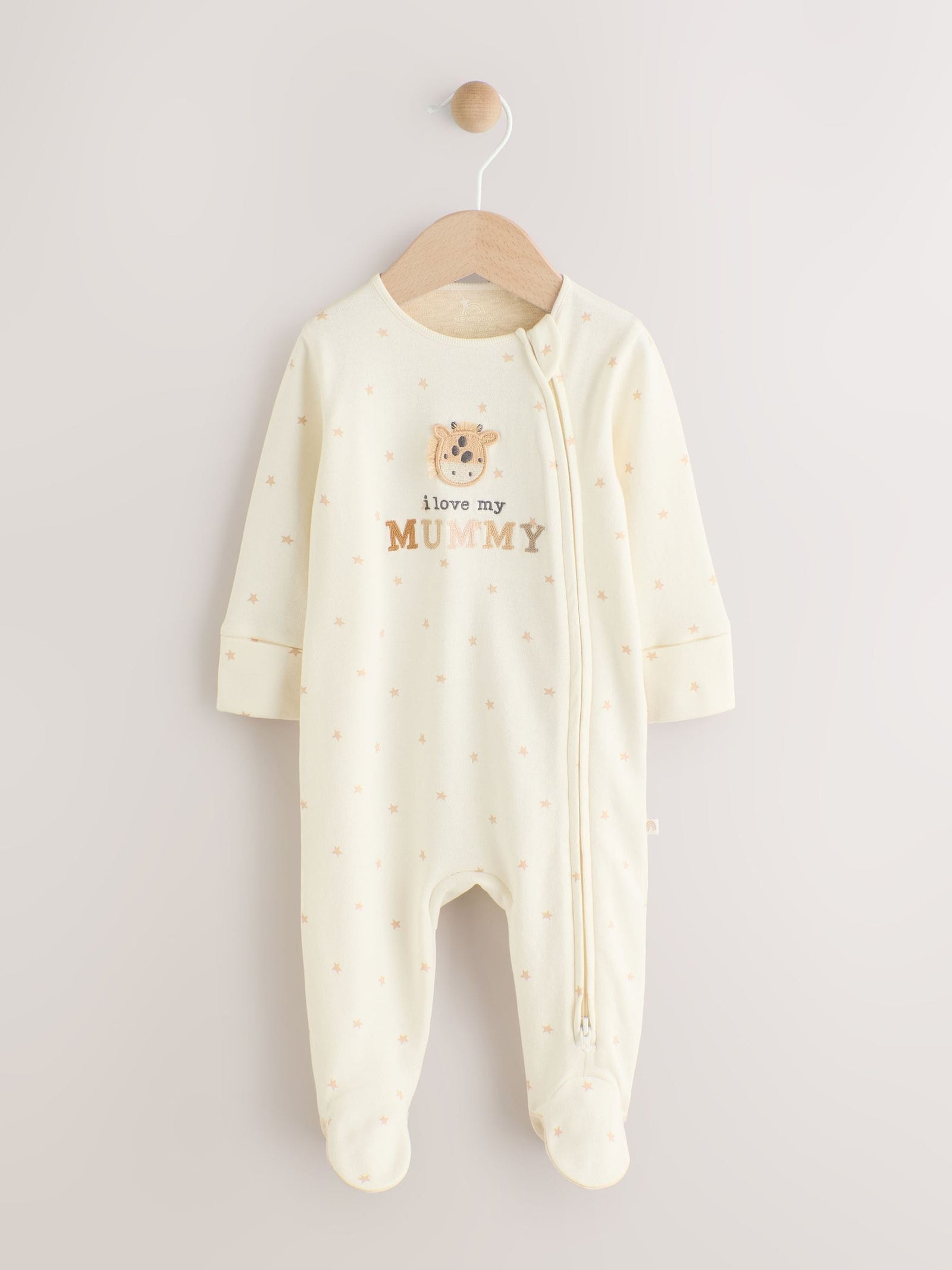 Ecru I Love My Mummy Two Way Zip Baby Sleepsuit (0-18mths)