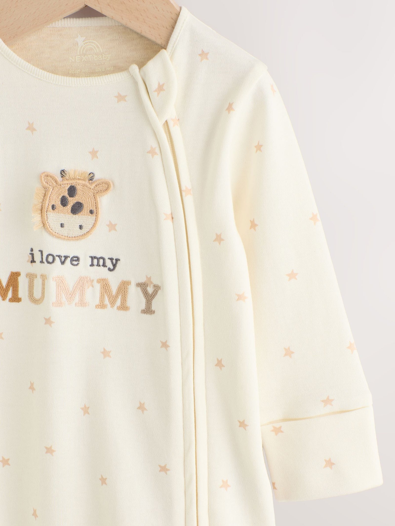 Ecru I Love My Mummy Two Way Zip Baby Sleepsuit (0-18mths)