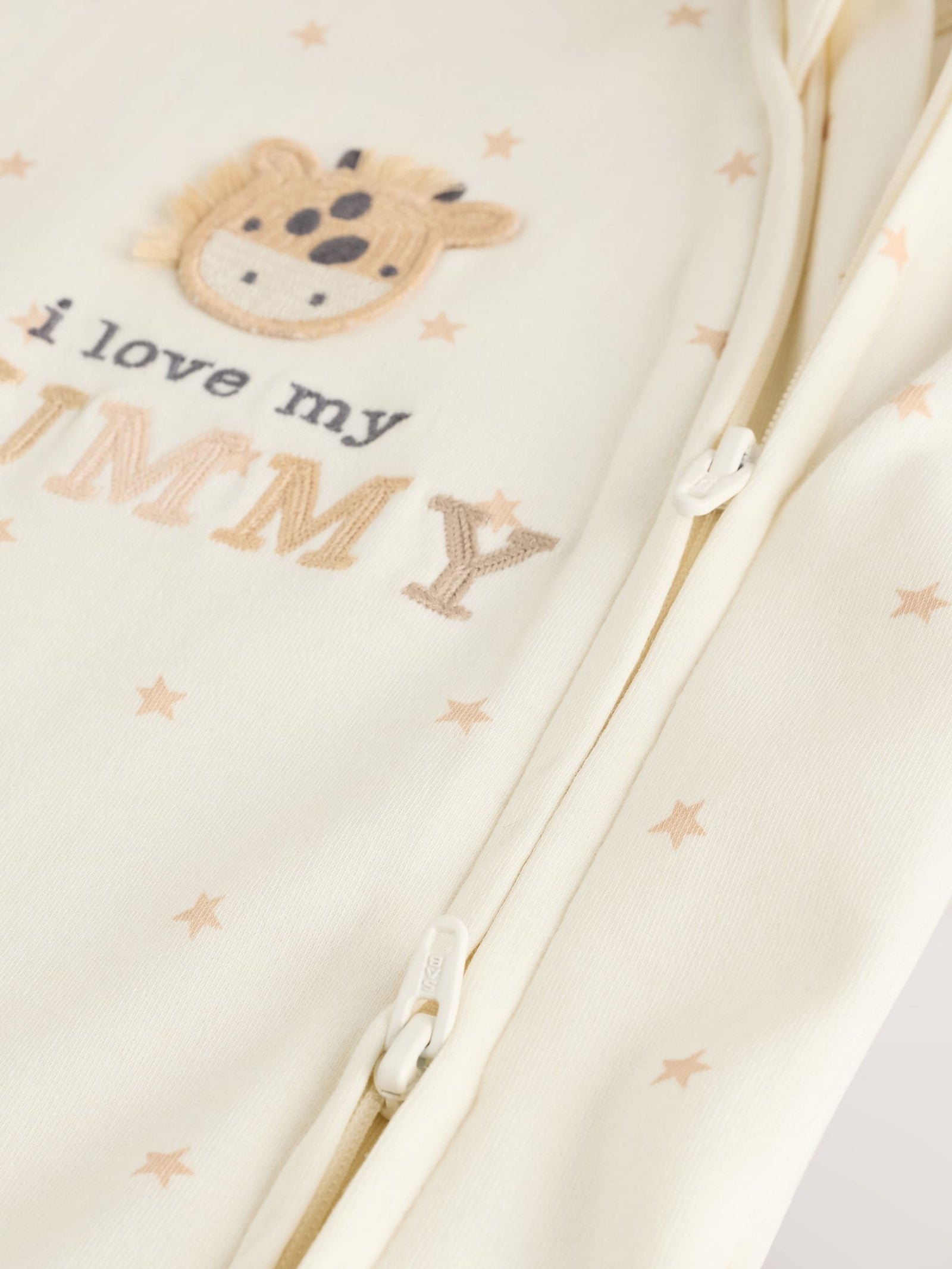 Ecru I Love My Mummy Two Way Zip Baby Sleepsuit (immediate)