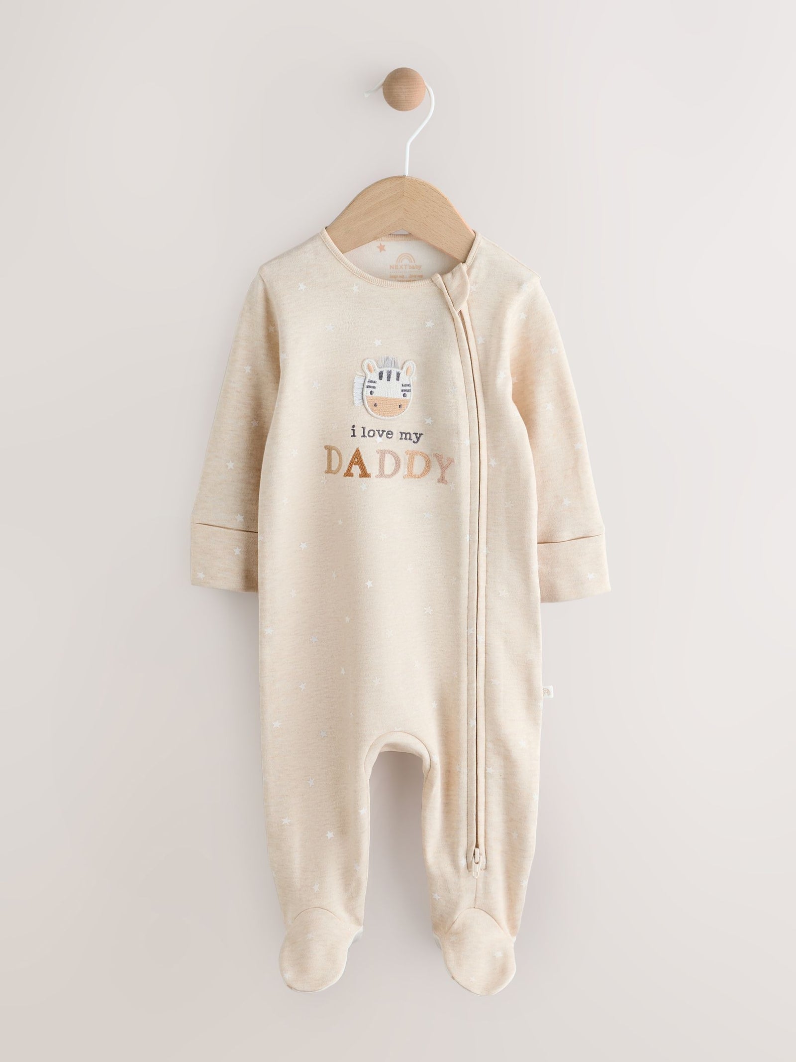 Neutral I Love My Daddy Two Way Zip Baby Sleepsuit (0-18mths)