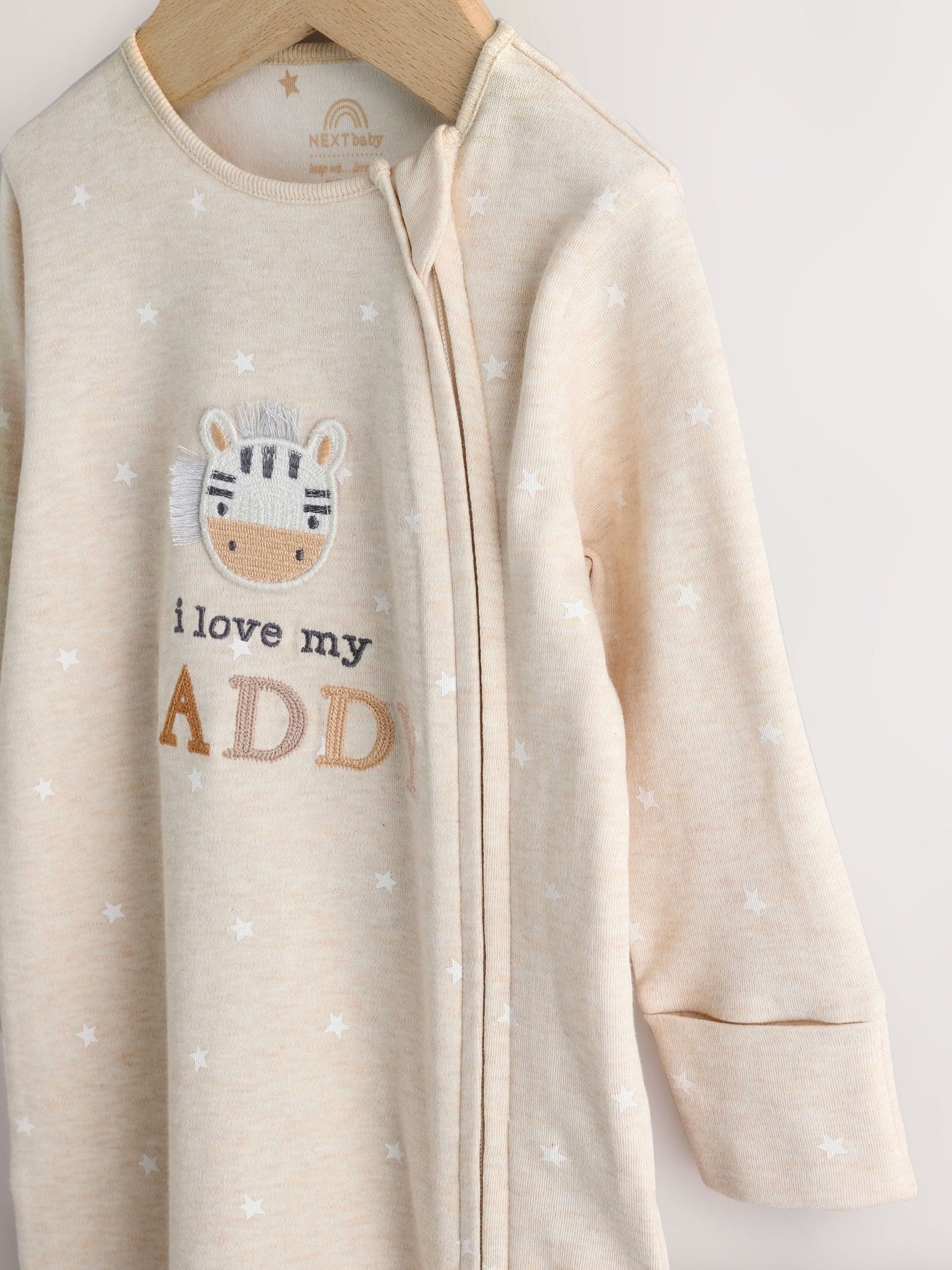 Neutral I Love My Daddy Two Way Zip Baby Sleepsuit (0-18mths)