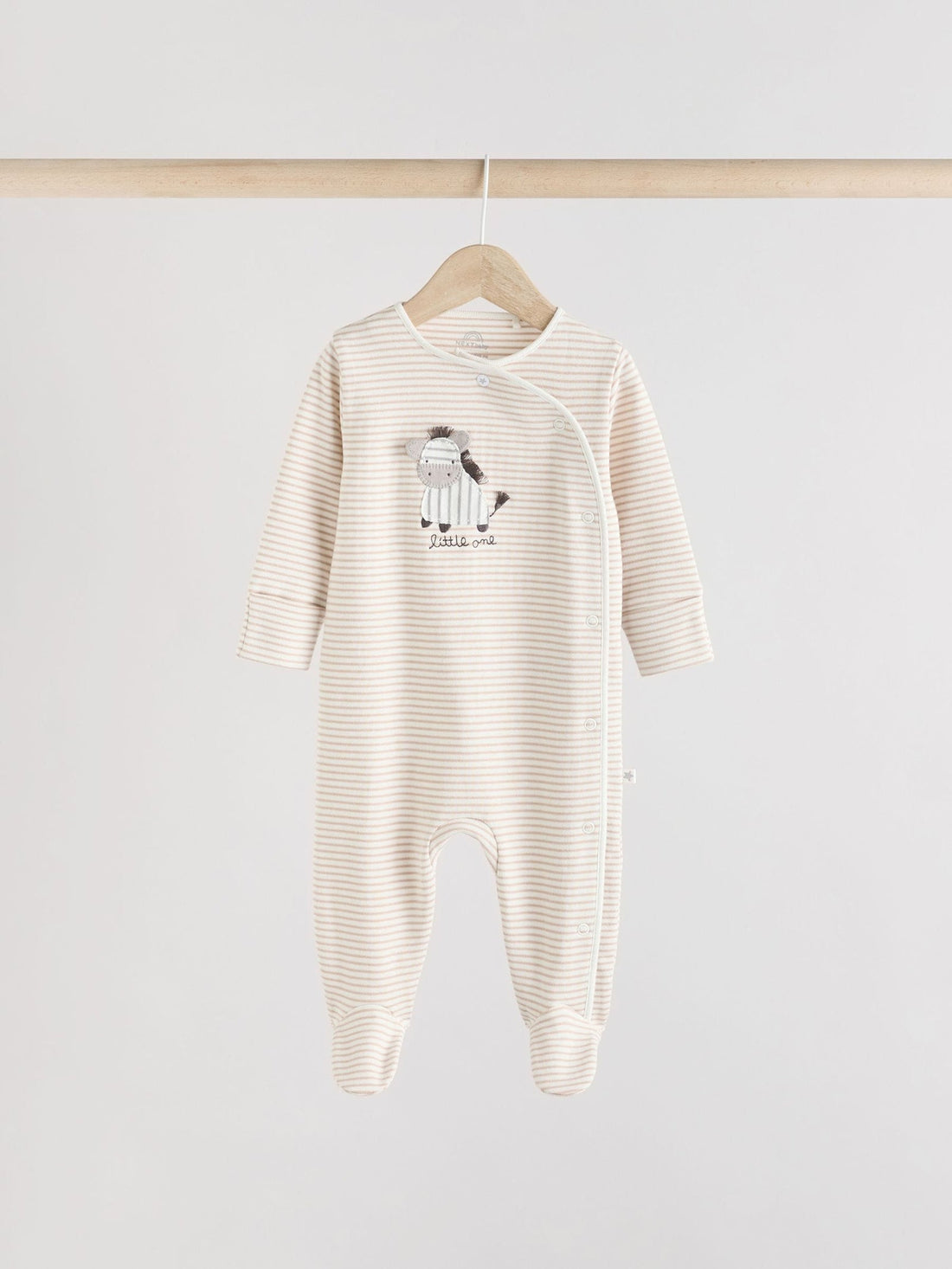 Grey 3 Pack Zebra 100% Cotton Baby Sleepsuits (0-2yrs)