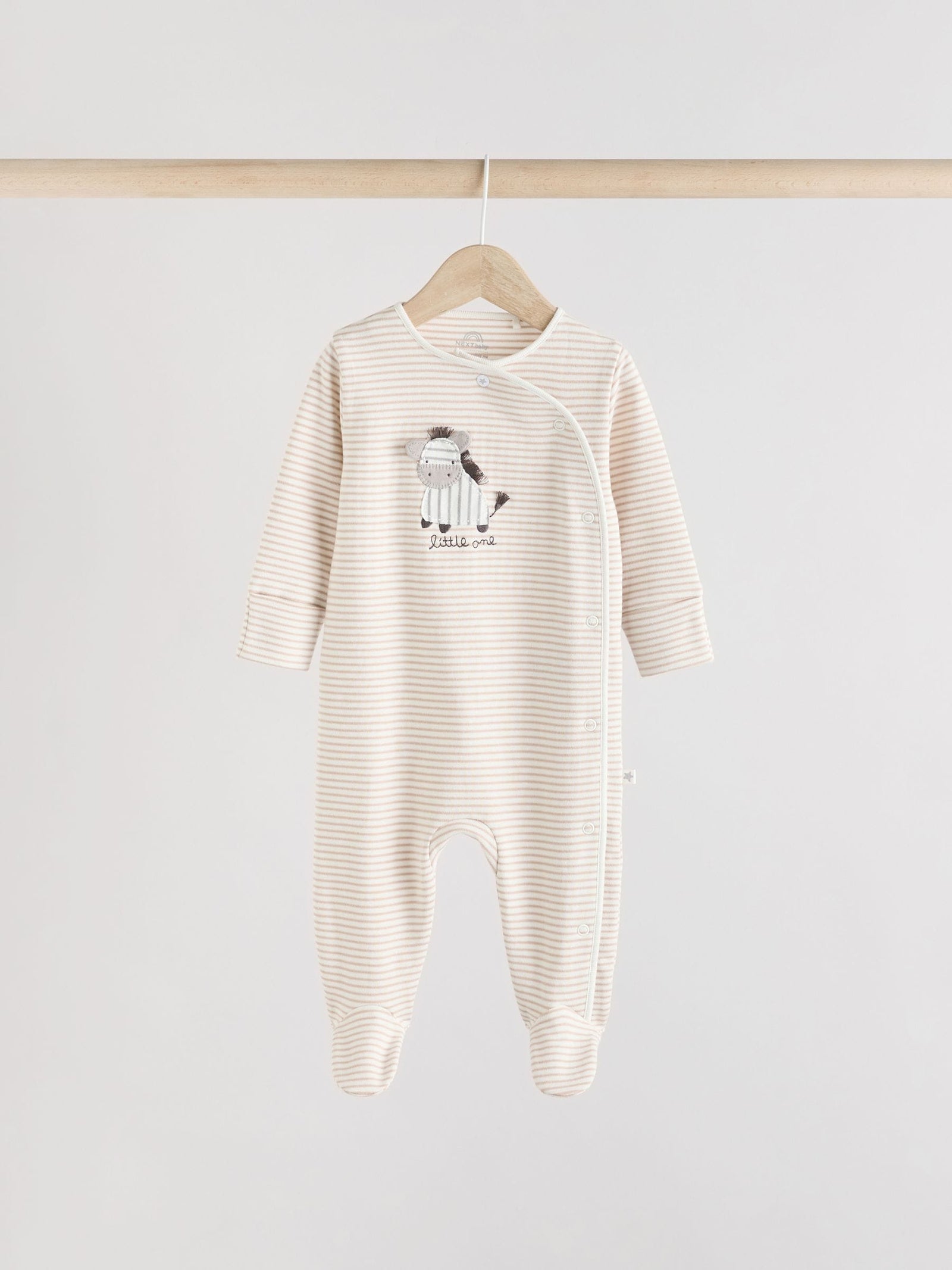 Grey 3 Pack Zebra 100% Cotton Baby Sleepsuits (0-2yrs)