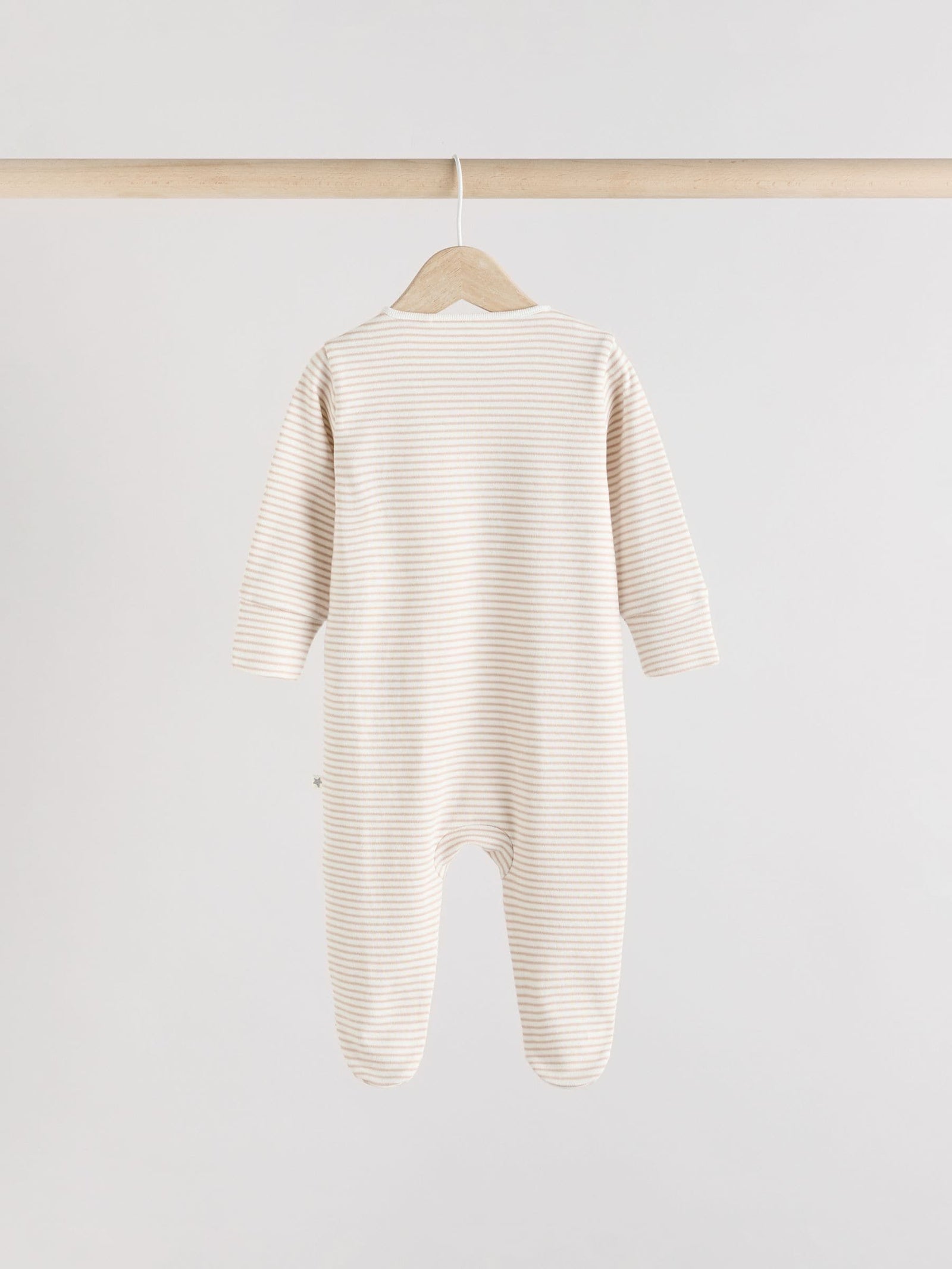 Grey 3 Pack Zebra 100% Cotton Baby Sleepsuits (0-2yrs)