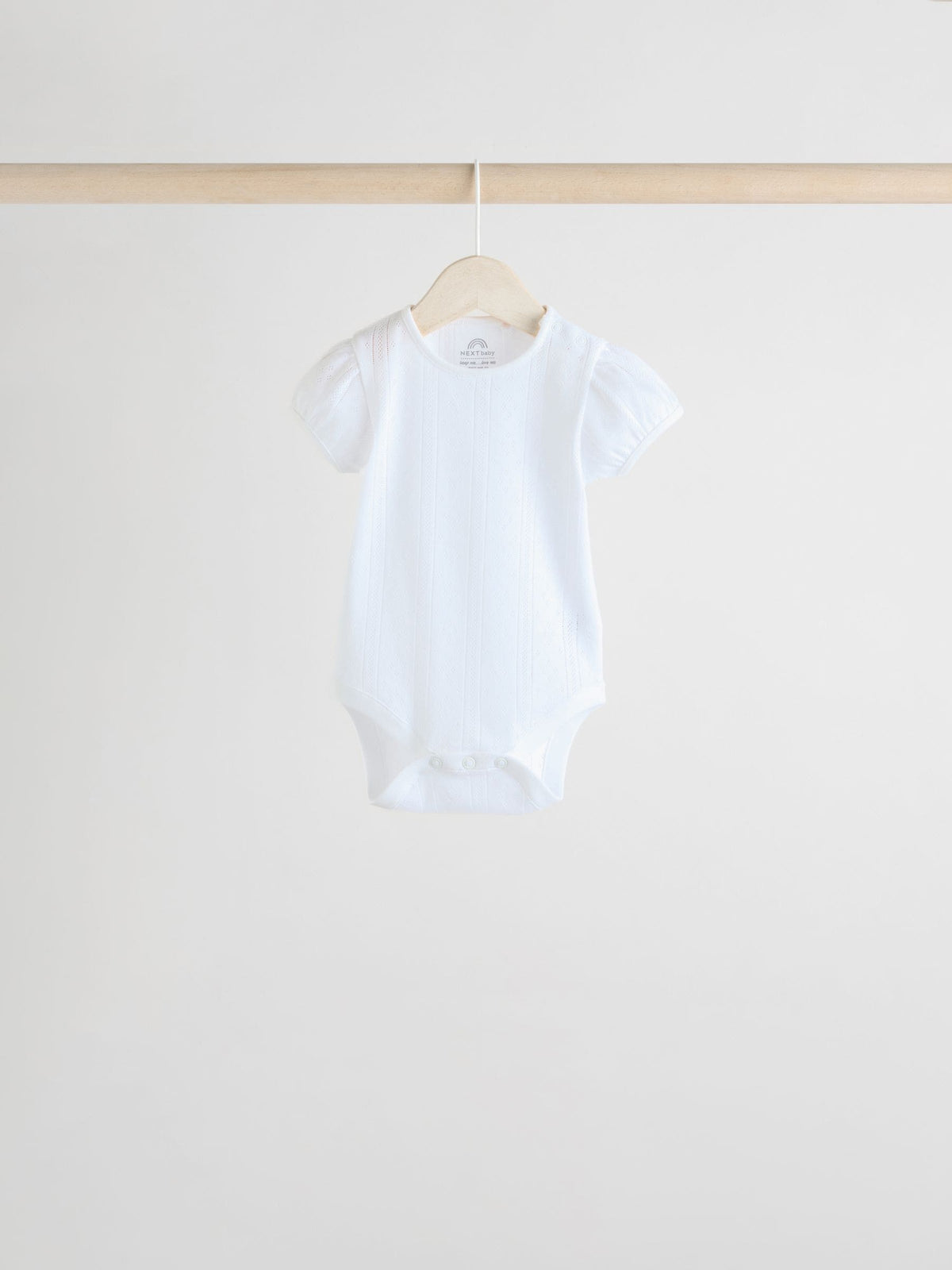 Pastels 5 Pack Short Sleeve Pointelle Baby Bodysuits