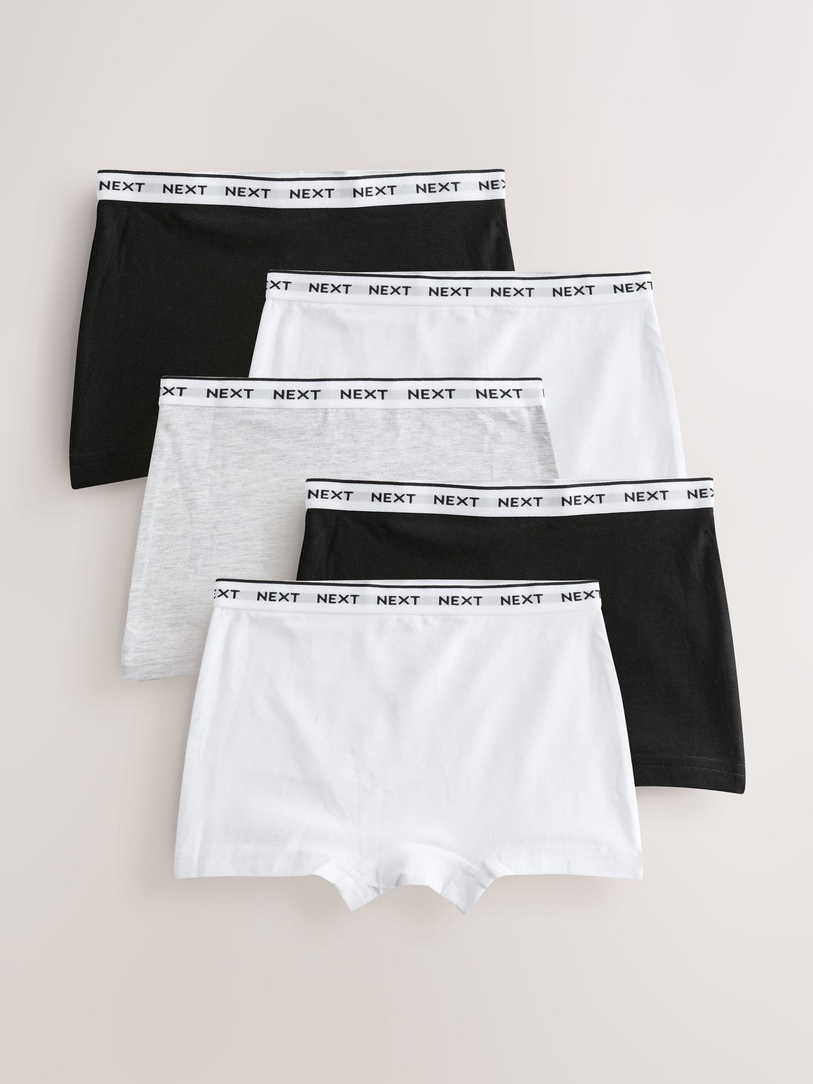 Black/Grey/White Short Briefs 5 Pack (2-16yrs)