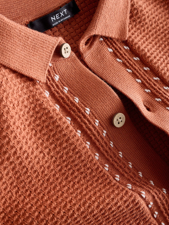 Rust Brown 100% Cotton Short Sleeve Knitted Polo Shirt (3-16yrs)